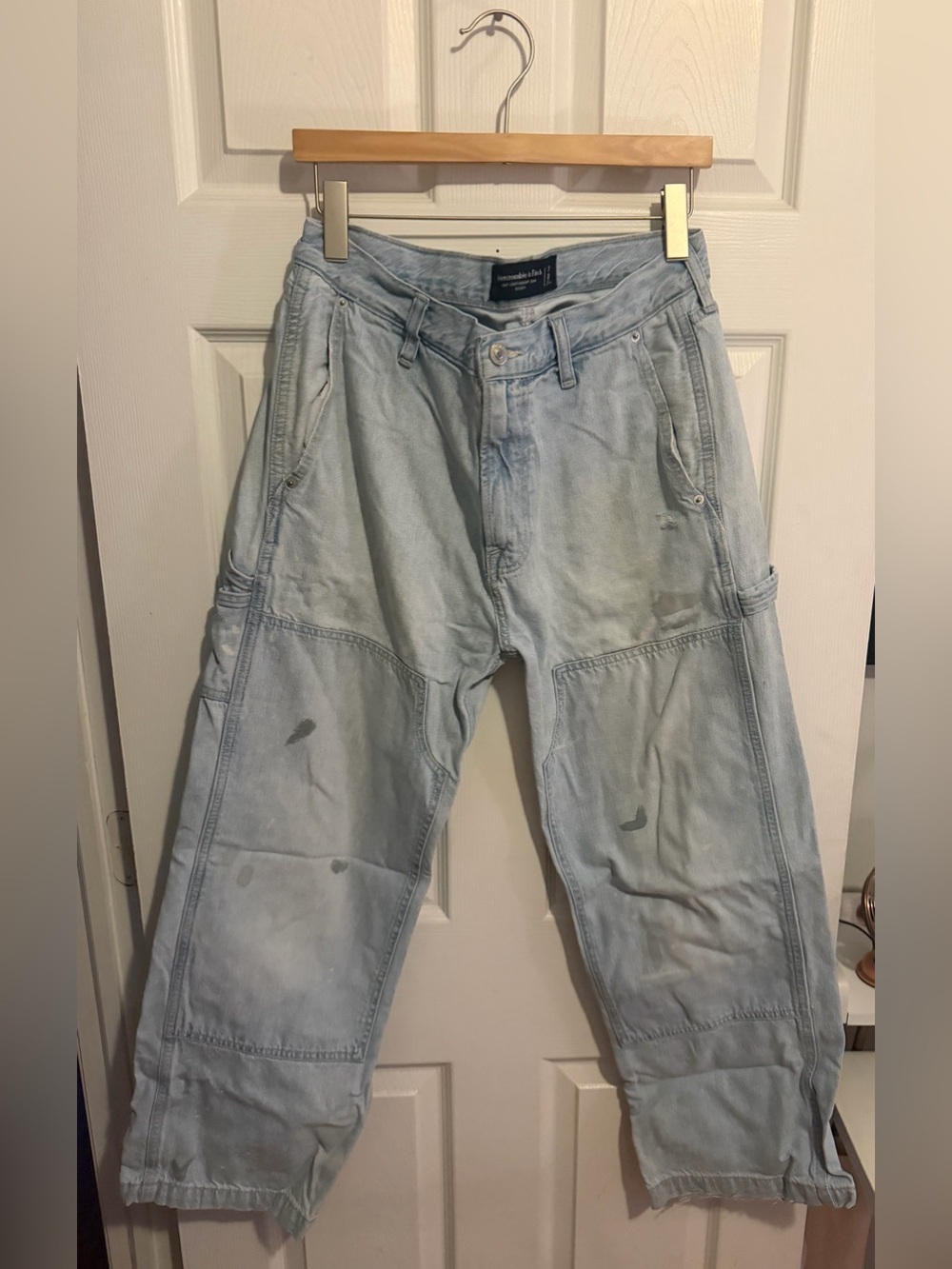 Abercrombie & Fitch Men's Double Knee Carpenter Jeans Light Wash